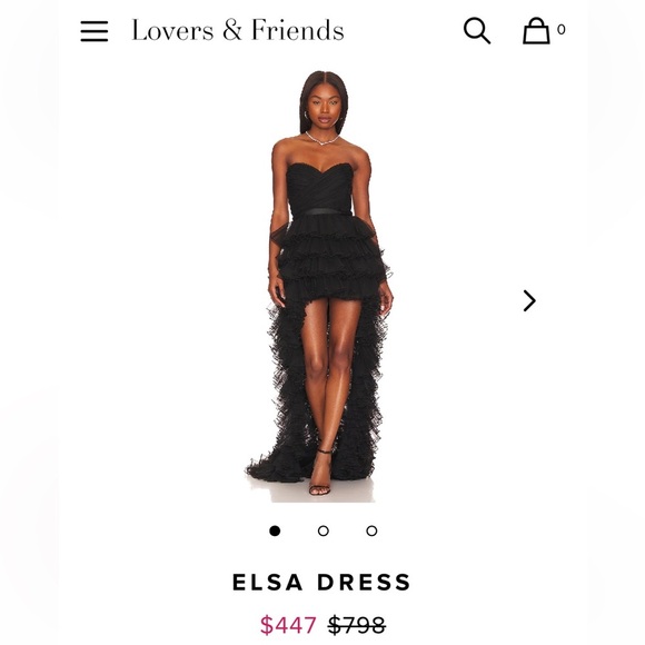 Lovers + Friends “Elsa” black tulle ruffle gown - Picture 3 of 6